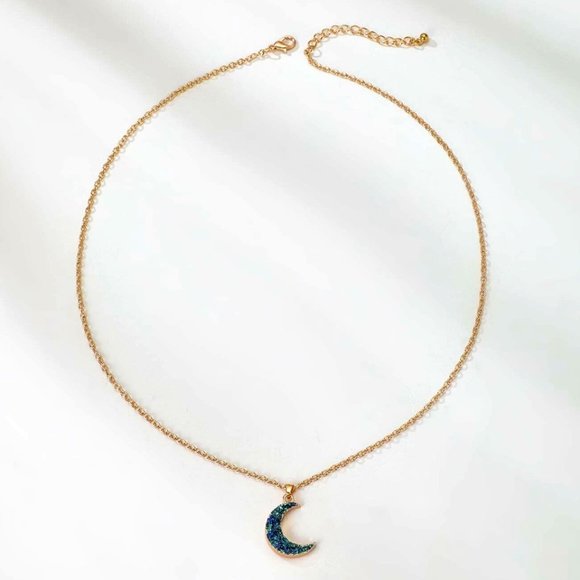 NEW Shinny Moon Necklace - Dark Blue - Picture 2 of 3